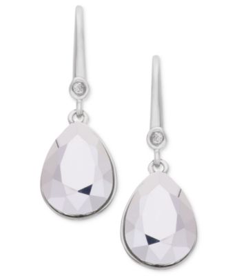 Women's Metal-Tone Glass Teardrop Leverback Earrings