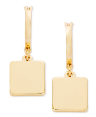 Gold-Tone Square Drop Hoop Earrings