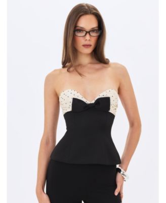 Women's Ulrike Polka Dot Sweetheart Peplum Top