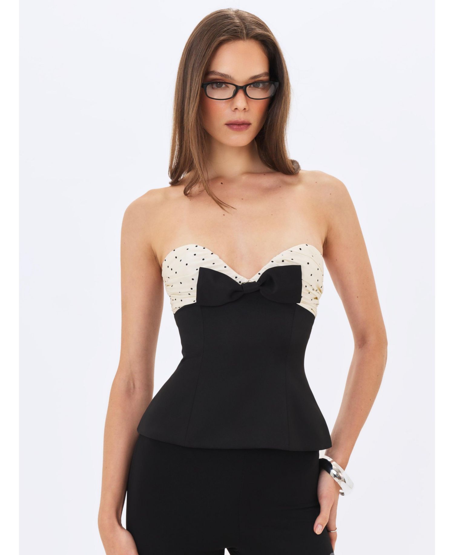 Women's Ulrike Polka Dot Sweetheart Peplum Top