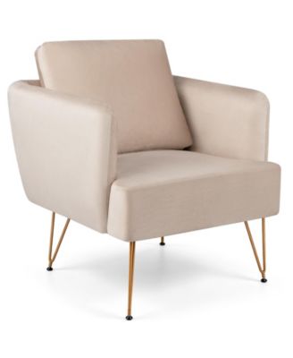 Modern Accent Chair with Back Cushion Legs Comfy Sofa Chair
