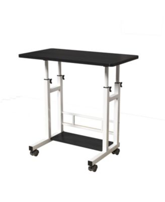 31.5 Inch Portable Standing Desk with Adjustable Height, Lockable Wheels and Storage Basket,  for Home, Office Desk