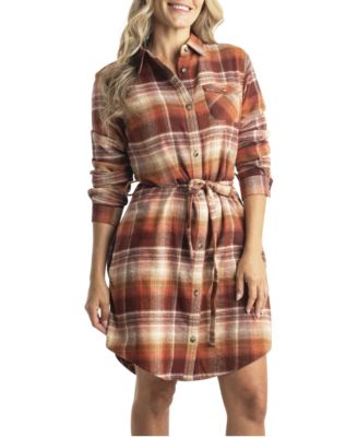 Women's Open Spaces Cotton Flannel Button Up Long Sleeve Tunic