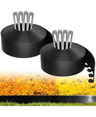 200ft Plastic Garden Edging Border with 300 U-shaped Stakes