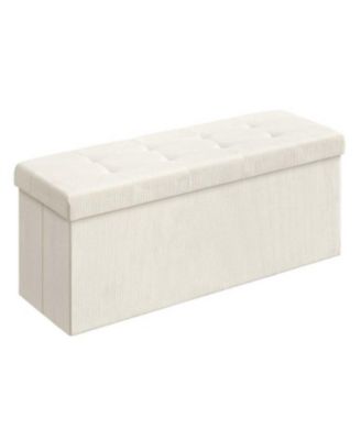 Cream Storage Ottoman Bench with Foldable Design and Footrest