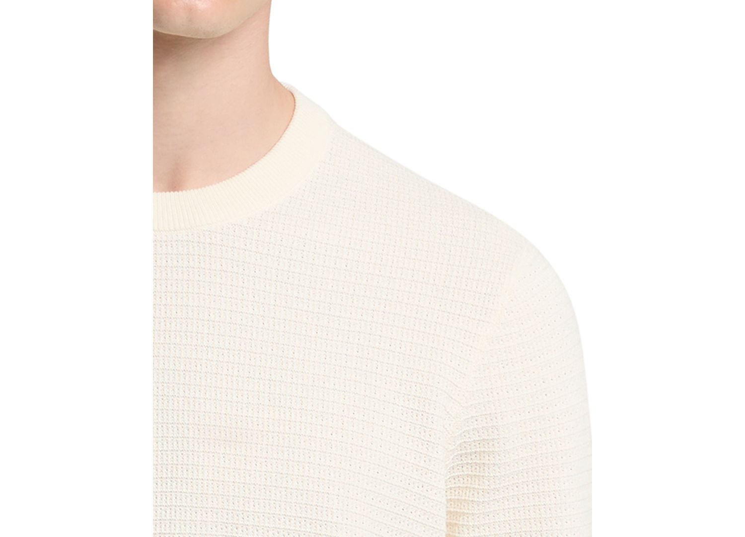 Men's Textured Cotton Crewneck Sweater