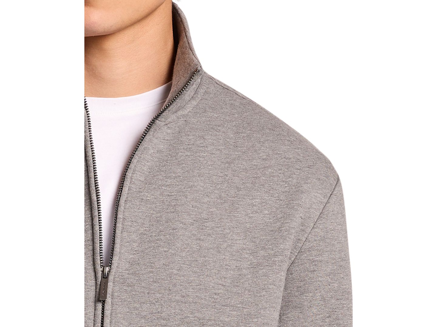 Мужская куртка Michael Kors Mock Neck Cotton-Blend Full-Zip, цвет: Пепельный меланжевый — фото 2