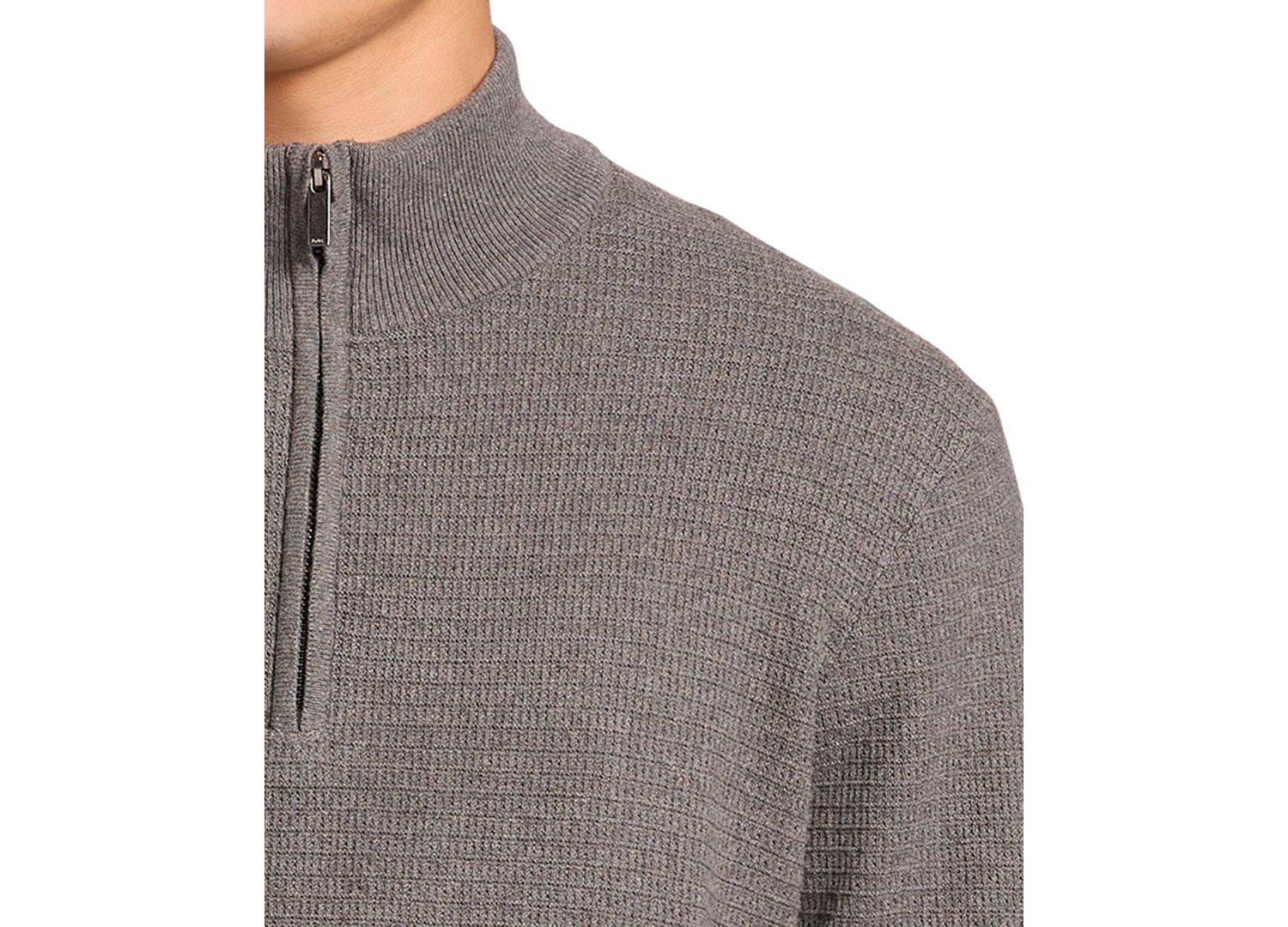 Men's Quarter-Zip Waffle-Knit Sweater