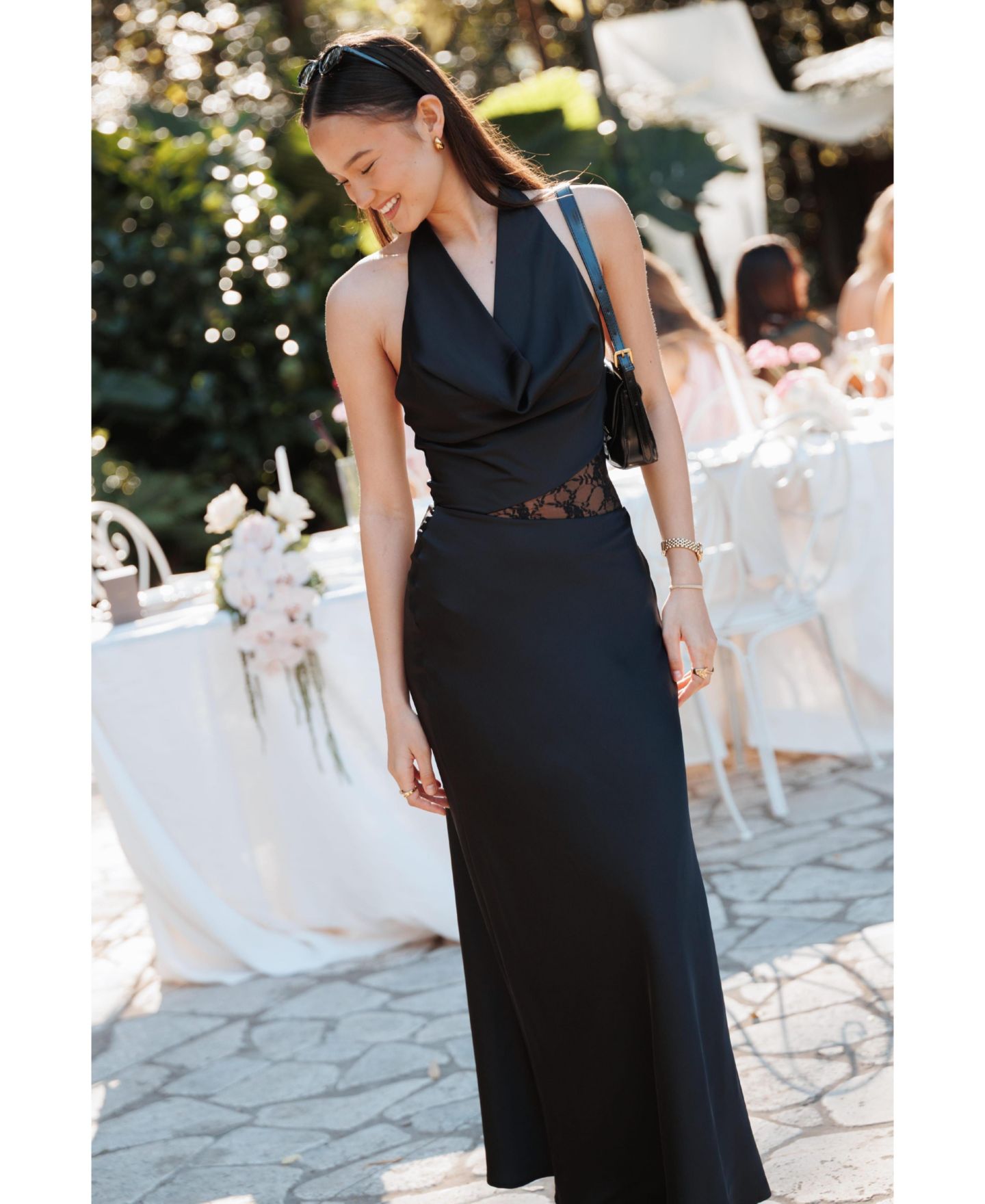 Женское платье Petal and Pup Jameela Halter Maxi Lace, цвет: Чёрный — фото 5