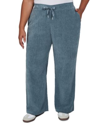 Plus Size Corduroy Wide-Leg Pull-On Pants