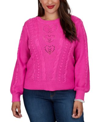 Plus Size Cable-Knit Heart Pullover