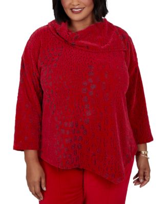 Plus Size 3/4-Sleeve Animal-Print Cowl-Neck Blouse