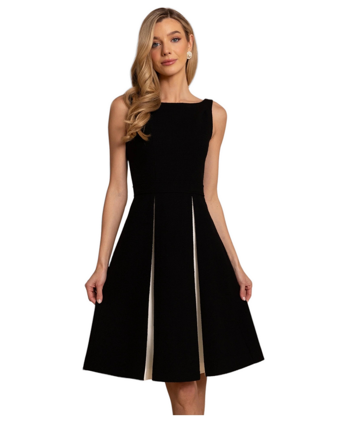 Santinni Women's Poise Pleated Silk Taffeta Wool Dress - Nero