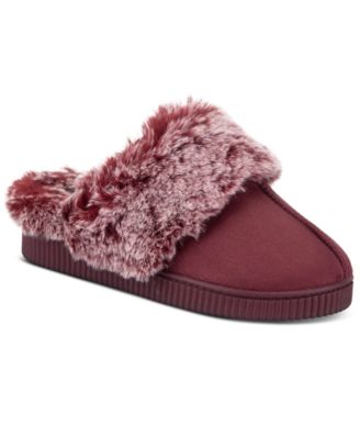 Women's Faux Fur Memory Foam Clog Slippers