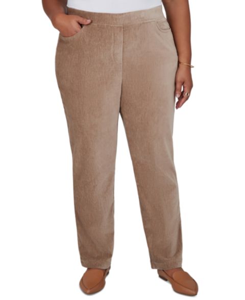 Женские брюки Alfred Dunner Plus Size Corduroy Pull-On Straight, цвет: Шоколадный