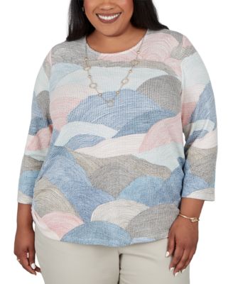 Plus Size 3/4-Sleeve Ruched Blouse