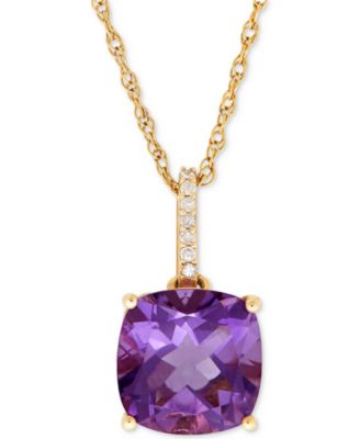Macy's - Amethyst (3-3/4 ct. t.w.) and Diamond Accent Pendant Necklace in 14k Gold (Also Available in Blue Topaz)