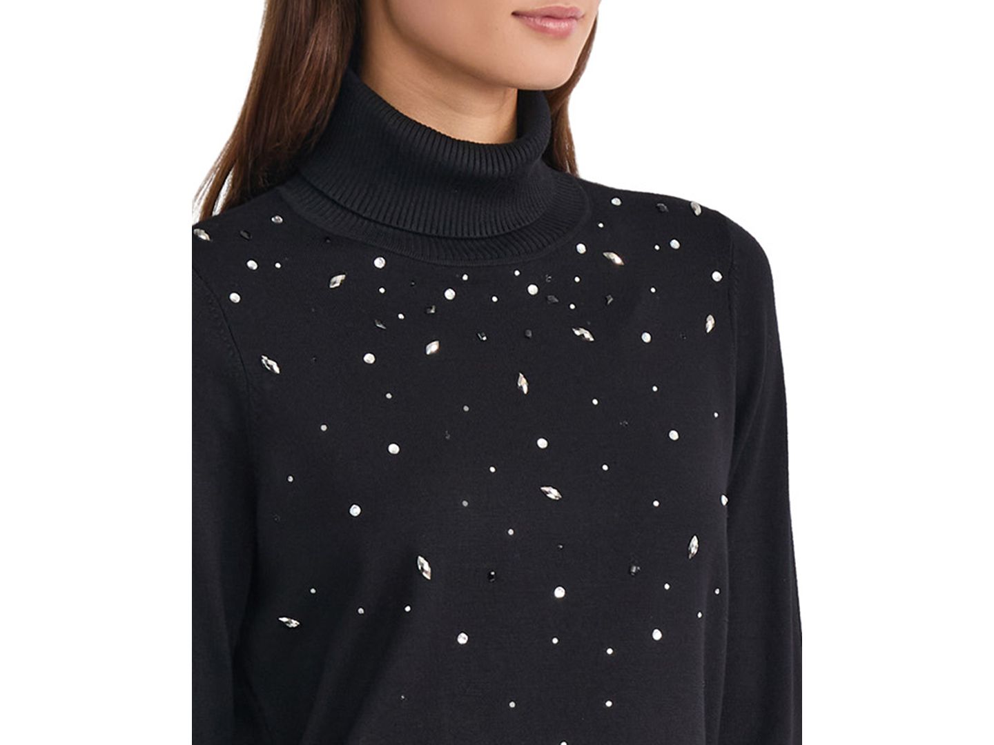 Женский свитер Jones New York Embellished Long-Sleeve Turtleneck, цвет: Чёрный — фото 4