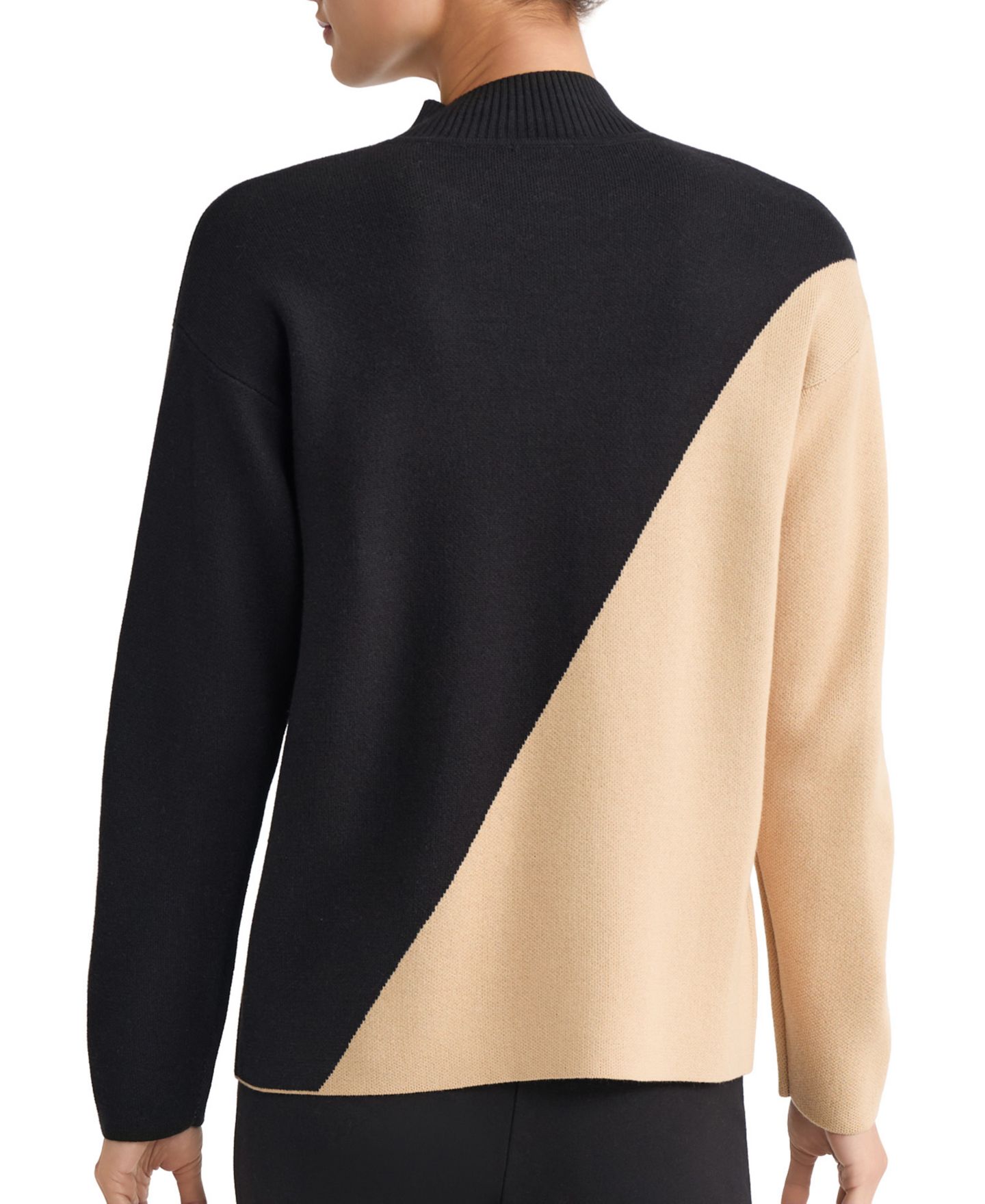 Женский свитер Jones New York Colorblock Mock Neck Long-Sleeve, цвет: Чёрный — фото 3