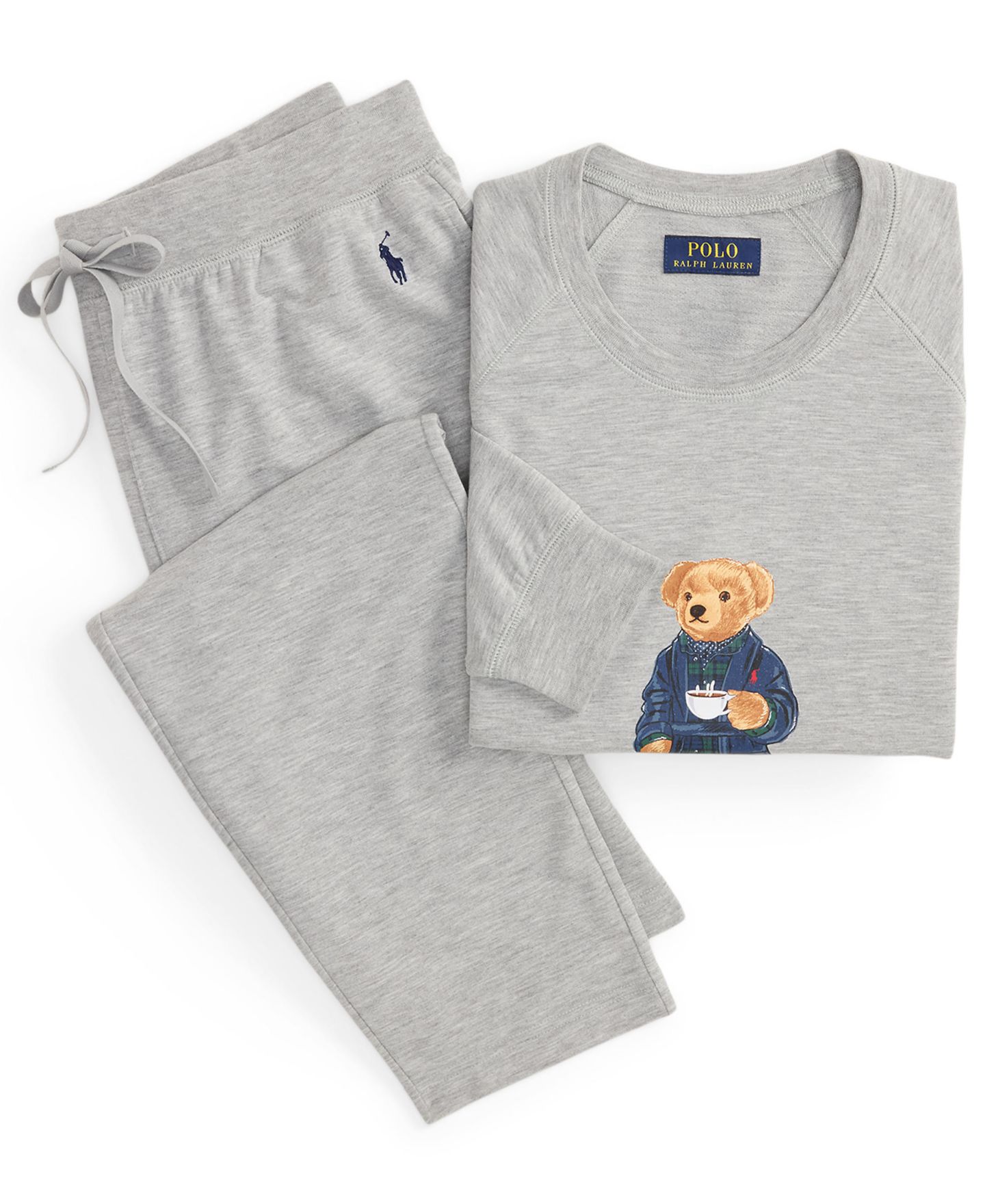 Пижамный комплект Bear для мужчин, 2 предмета — Polo Ralph Lauren, цвет: Меланжевый / Тёмно-синий — фото 5