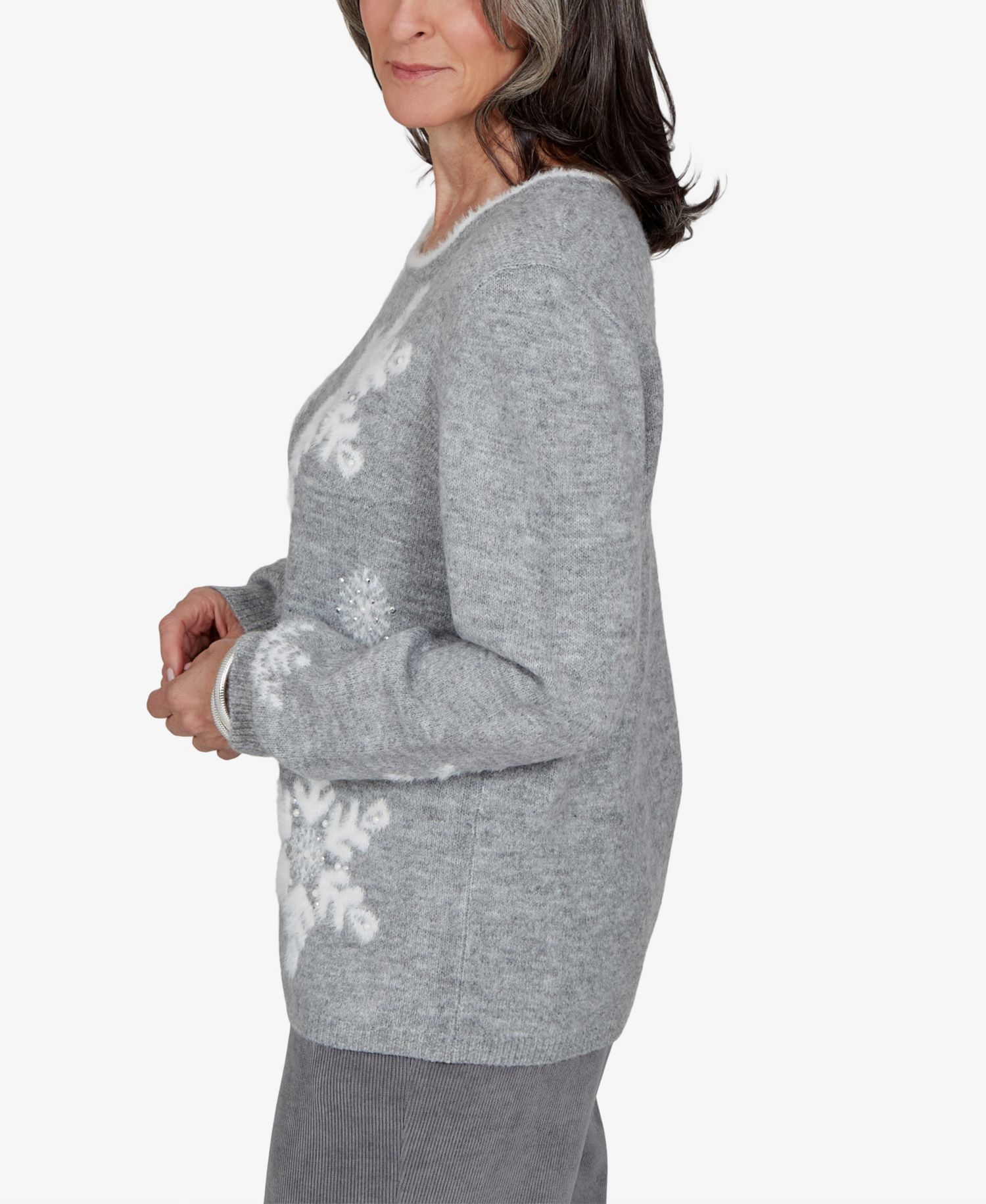 Petite Snowflake Long-Sleeve Crewneck Sweater