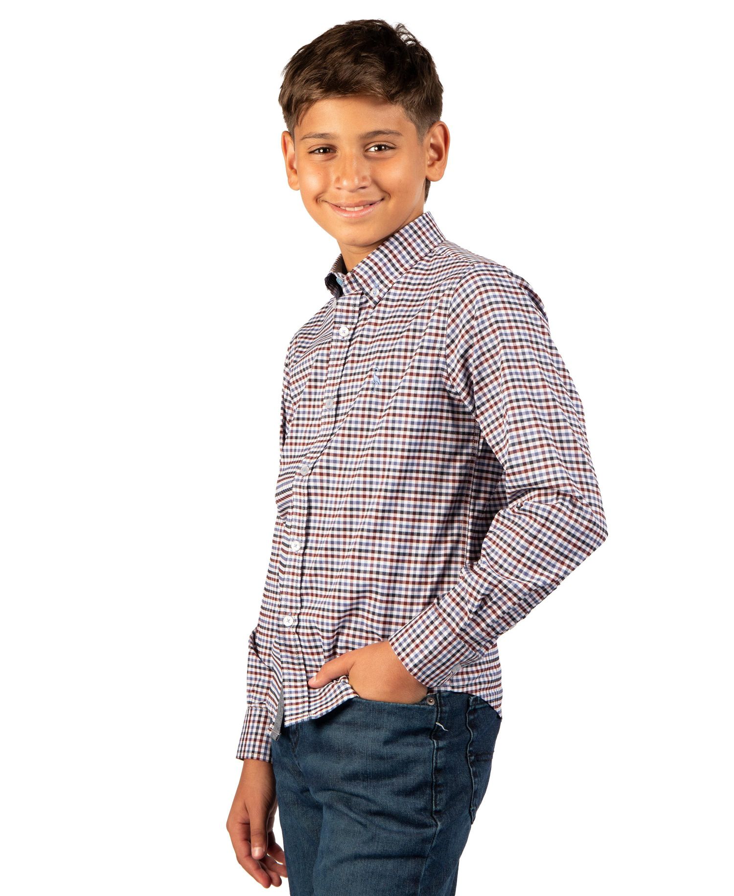 Boys' 8-20 Signature Gingham Button-Down Long Sleeve Shirt