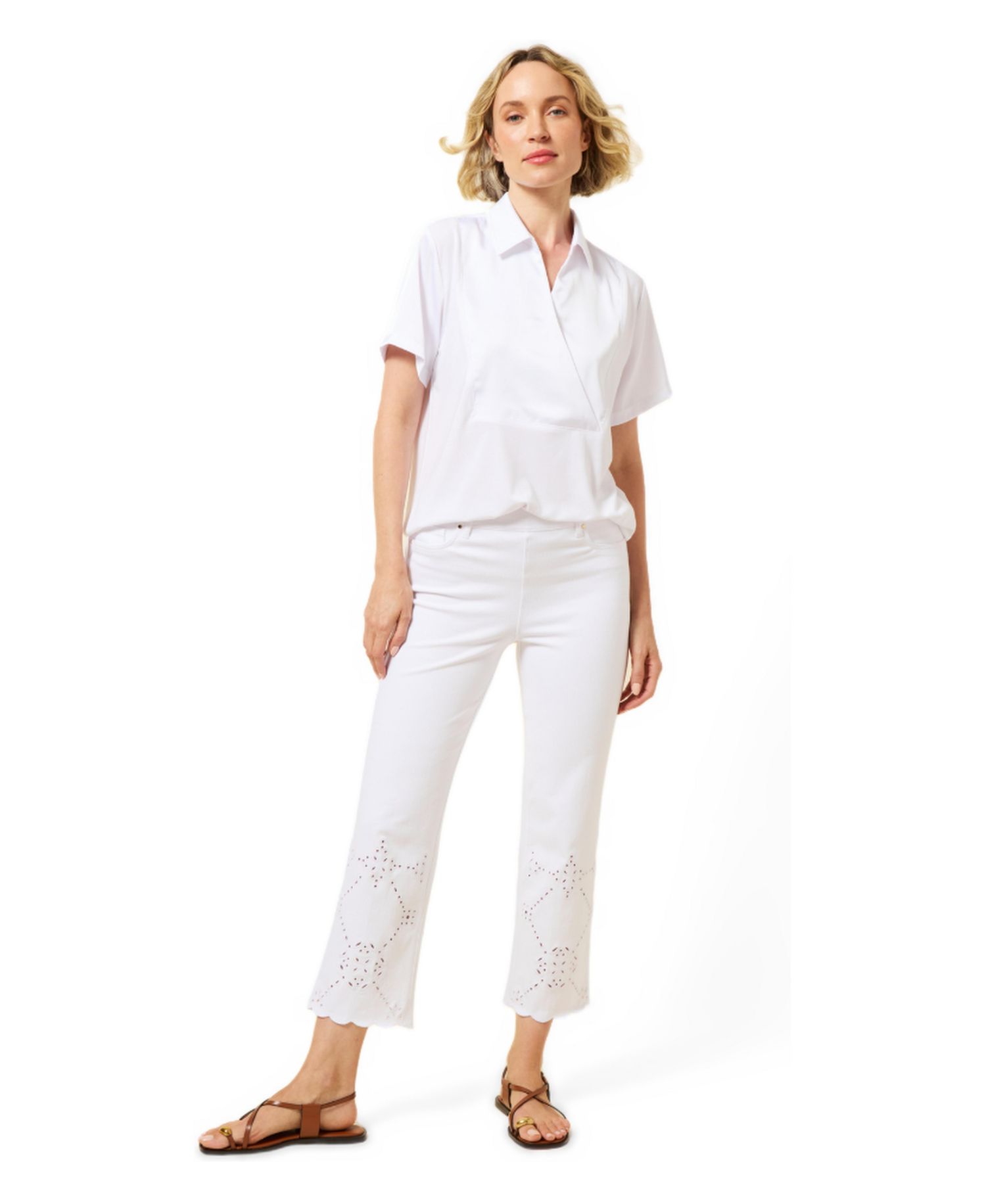 Women's Safira Short-Sleeve Satin Mix-Media Blouse