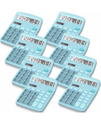 8 Pack 12 Digit Handheld Calculators Dual Power Large LCD Display for Office School