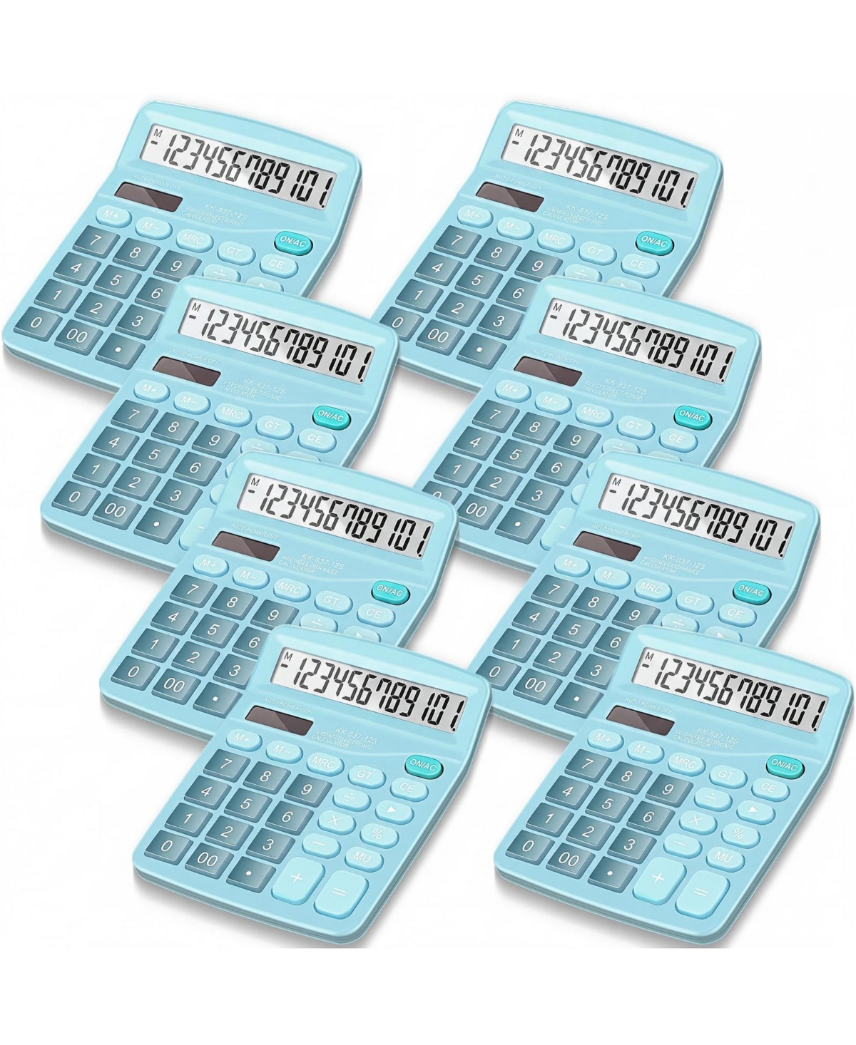 Four Candies 8 Pack 12 Digit Handheld Calculators Dual Power Large Lcd Display for Office School