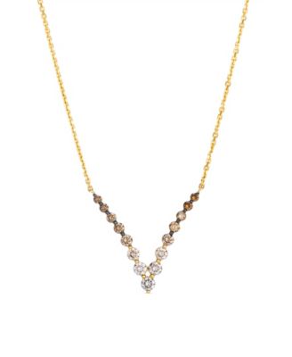 Chocolate Diamond Adjustable V-Neck Necklace (0.92 ct. t.w.) in 14k Yellow Gold