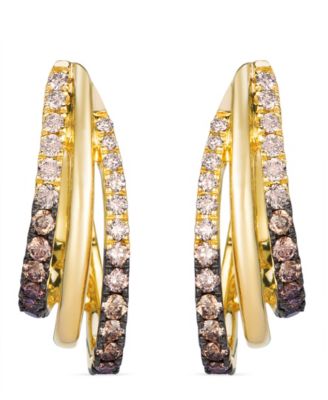 Honey Gold Diamond Huggie Hoop Earrings (3/4 ct. t.w.) in 14k Yellow Gold