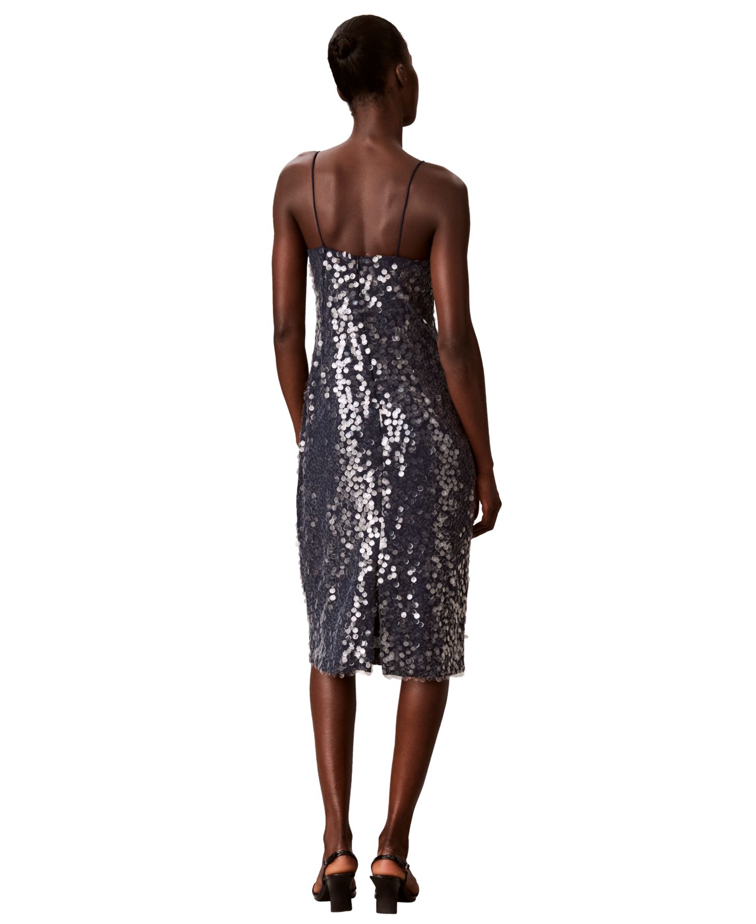 Women's Sequin Square Neck Midi Dress