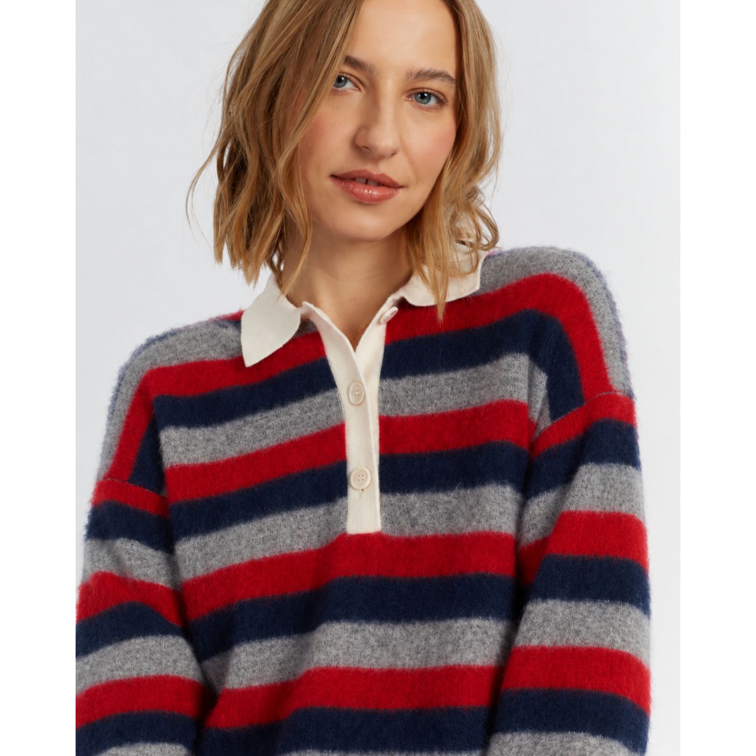 Chinti and Parker Women's Merino Stripe Polo Top