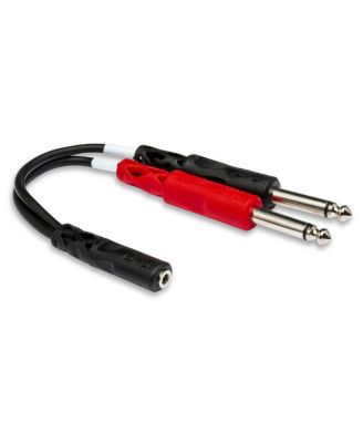 6" Stereo 3.5mm Female to Two 1/4" Male Y-Cable