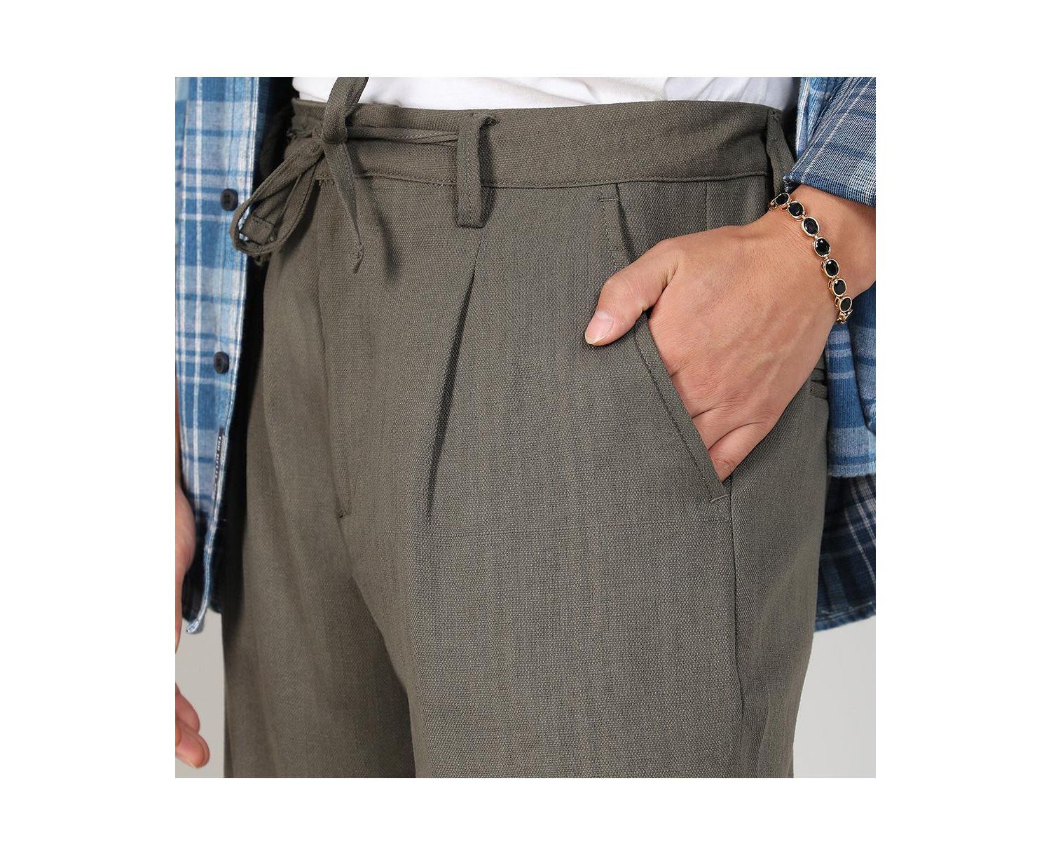 Men's Pleated Drawstring Trousers