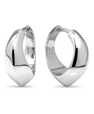 Beveled Curve Hoop Earrings in Sterling Silver