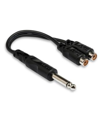 6" Mono 1/4" Male to Two RCA Female Y-Cable