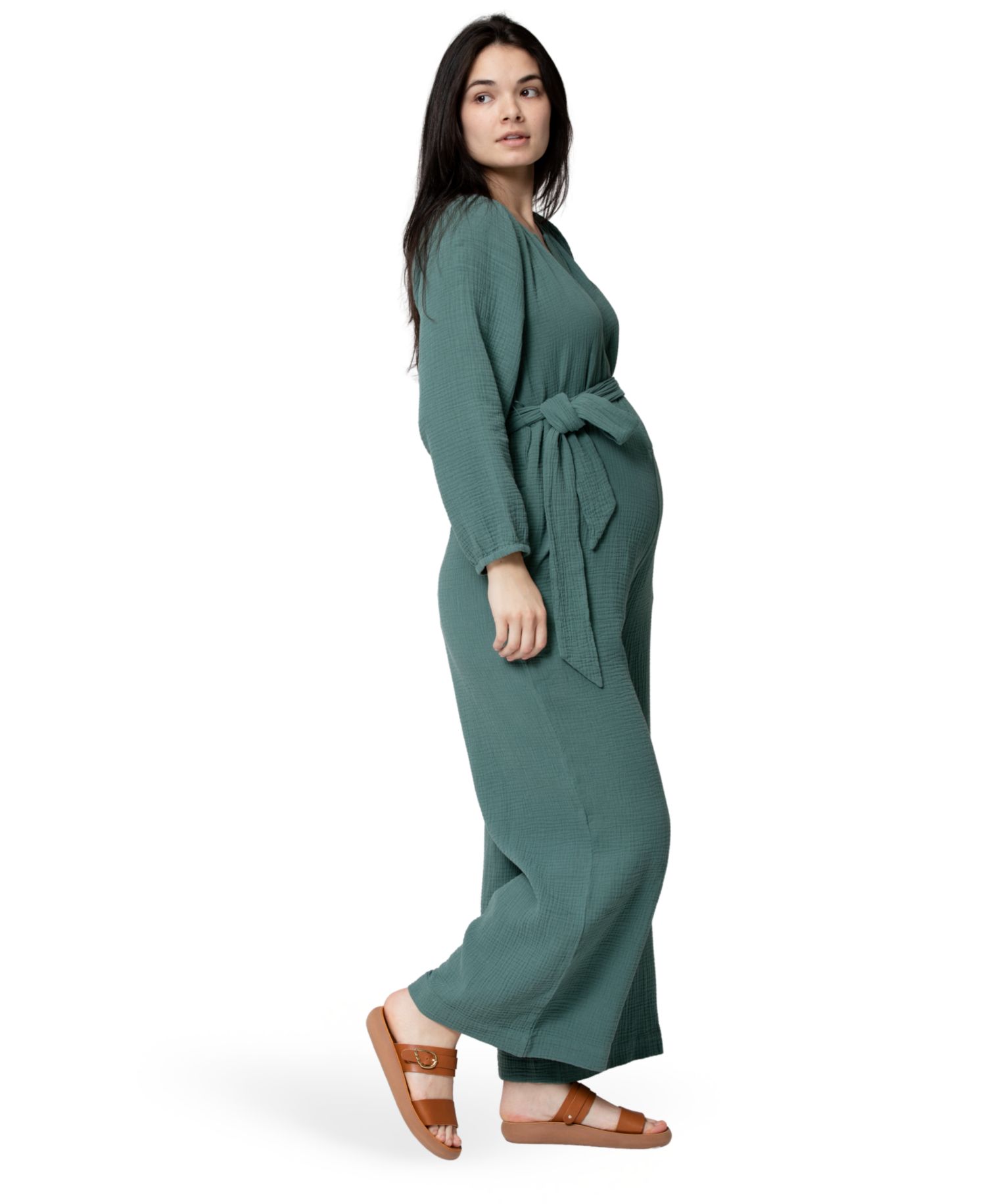 Alma Maternity & Nursing Cotton Gauze Jumpsuit