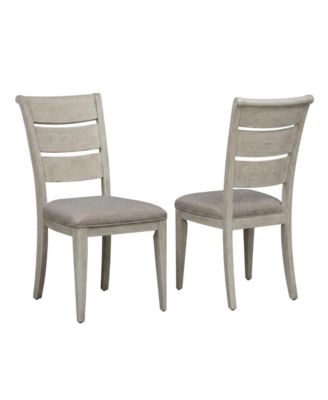 Linen-Upholstered Ladder Back Farmhouse Dining Chairs, Set of 2