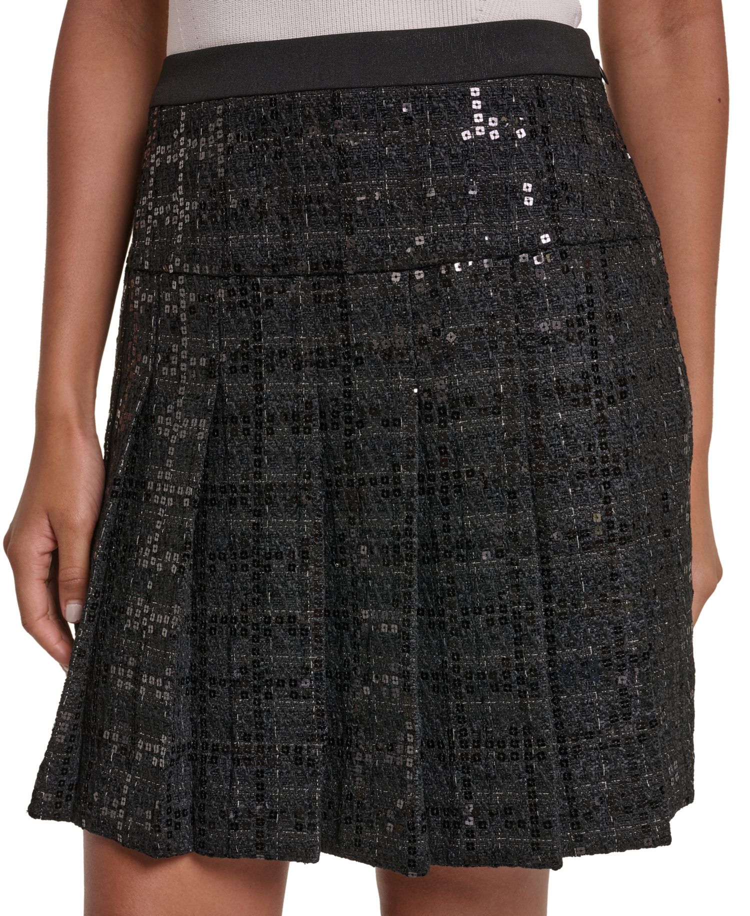 Women's Pleated Sequin Mini Skirt