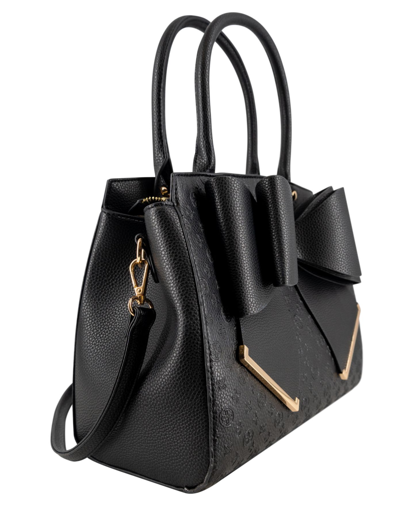 Женская сумка LIKE DREAMS Royal Bow Gold-Tone Medium Satchel Handbag, цвет: Чёрный — фото 3