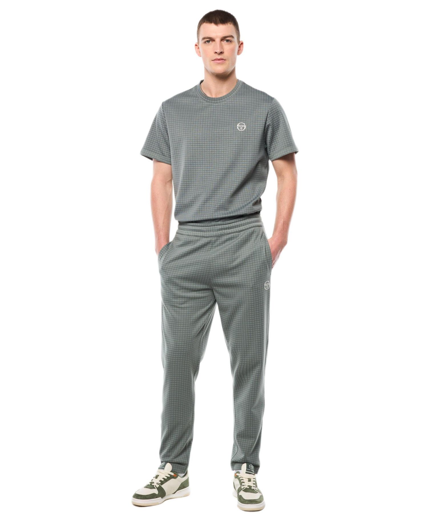 Men's Rete Stretch Allover Check Track Pants