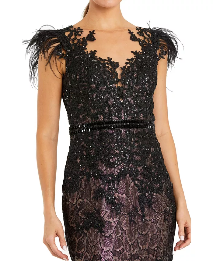 Women's Pleated One Shoulder Chiffon Gown - thumbnail 9