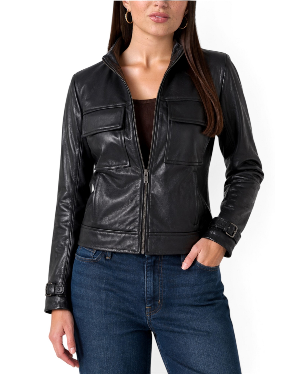 Liverpool Los Angeles Women's Faux Leather Moto Zip-Front Jacket