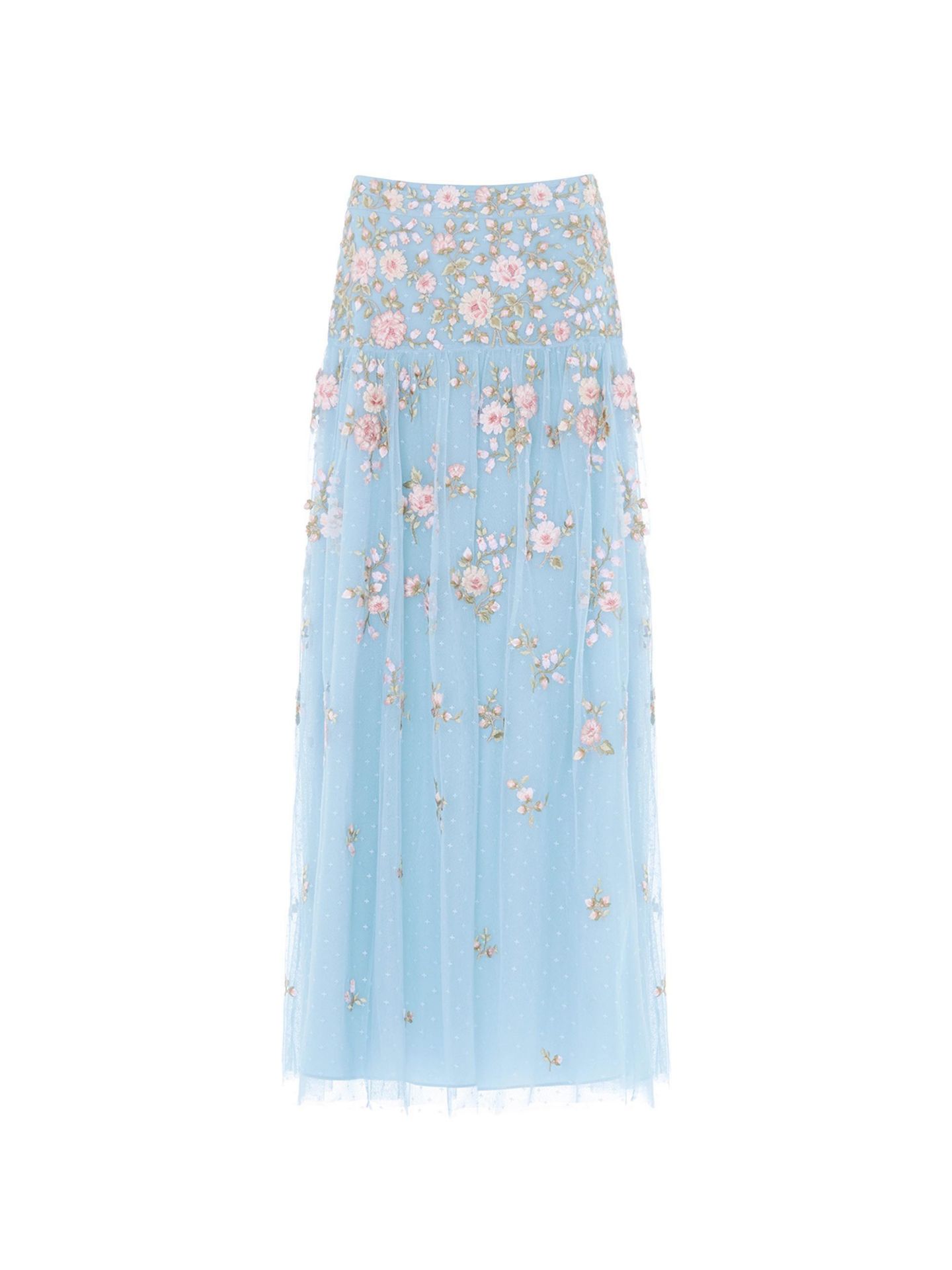 Женская юбка Needle & Thread Eden Rose Floral-Print High-Waisted Maxi, цвет: Аквамариновый / Разноцветный — фото 3