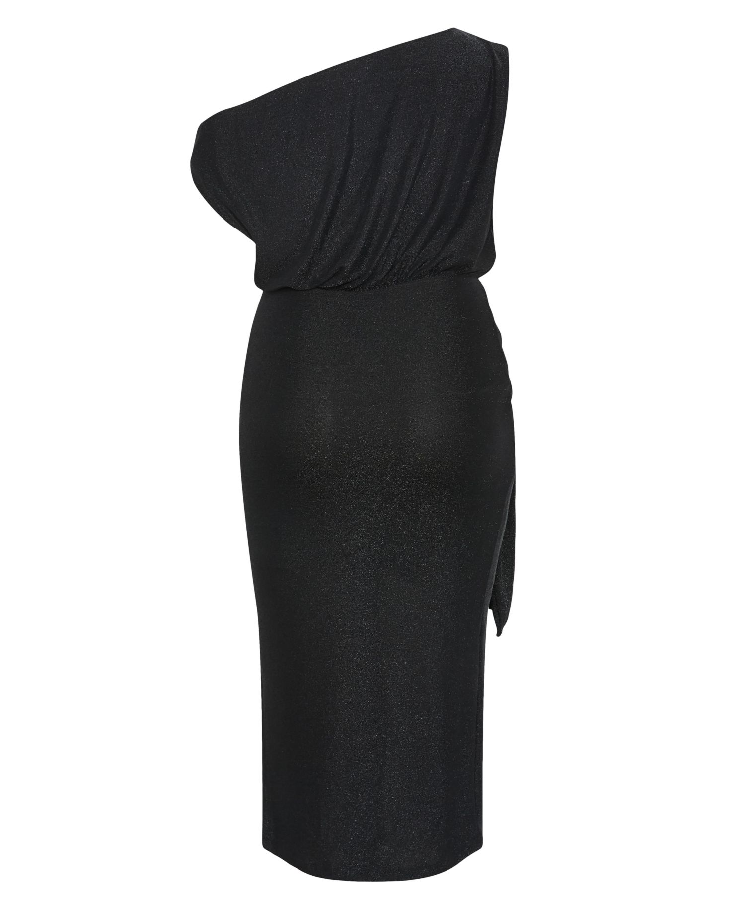 Plus Size Paloma One-Shoulder Metallic Wrap Midi Dress