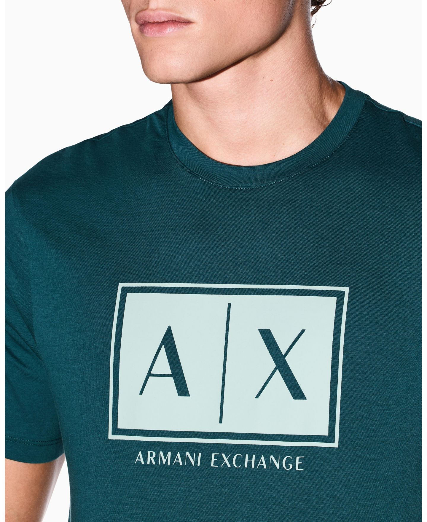 Мужская футболка A|X Armani Exchange Box Logo, цвет: Alloy — фото 29