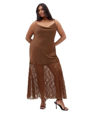Plus Size Lilly Cowl Neck Lace Slip Dress
