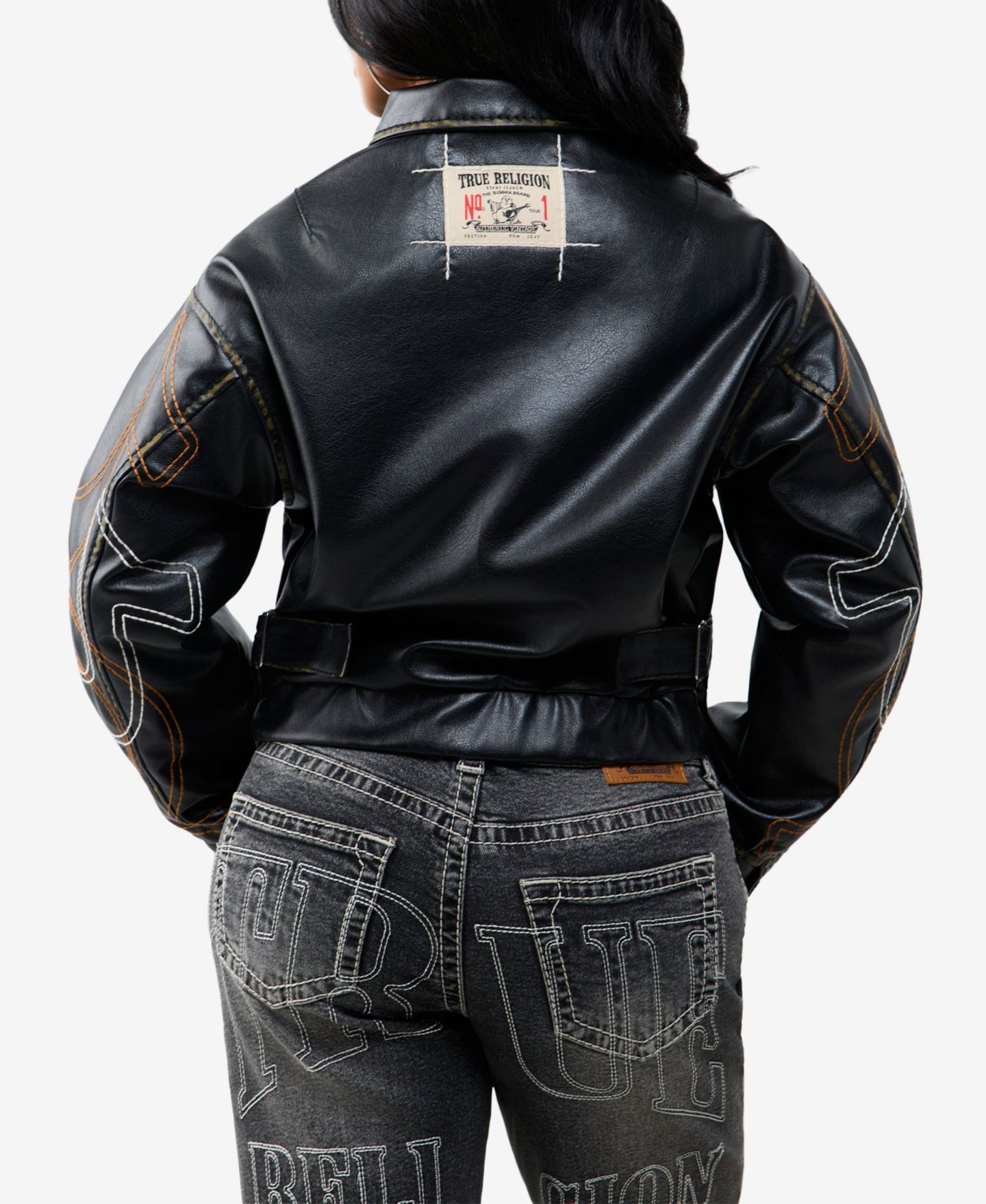 Женская куртка True Religion Faux Leather Oversized Y2K, цвет: Угольно-чёрный — фото 3