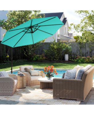  Offset Umbrella with 8 Ribs Cantilever and Cross Base